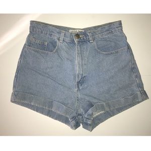 American Apparel Light Denim Cuffed Shorts